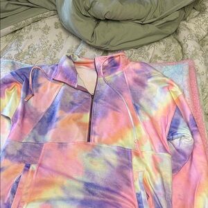 Colorful Tie-Dye Quarter-Zip Pullover